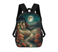 sinyumoney Moonlit Garden Path Fashion Student School Backpack Suitable for Boys Girls Kids Casual Outdoor Travel Essential Daypack 17inch