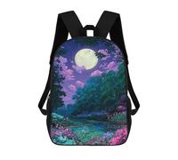 sinyumoney Moonlit Garden Scene Backpack School Bag Lightweight Casual Daypack School Backpacks for Teenage Girls Boys Women Men 17inch