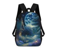 sinyumoney Moonlit Garden Scene Kids Children School Backpack Bookbags Casual Travel Rucksack Boys Girls Large Capacity Daypack 17inch