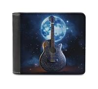 sinyumoney Moonlit Guitar Dreams 3D Print Clutch Purse ID Window Coin Slots Note Section Soft Convenient Purse Youth Guys 11.7cm*9.5cm