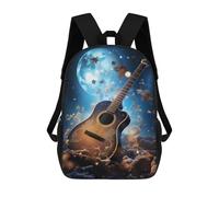 sinyumoney Moonlit Guitar Dreamscape School Bags Business Laptop Rucksack Bag Unisex Casual Daypack for Boys/Girls/Teenagers 17inch