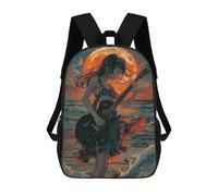 sinyumoney Moonlit Guitarist by The Sea Backpack School Water Resistant Travel Backpack Computer Bag - Perfect for Travel, Work And Daily Use 17inch