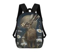 sinyumoney Moonlit Hare in Daisies-1 Backpack School Bag Daypacks Business Backpack Water Resistant Bookbag for Girls Boys Teenage 17inch