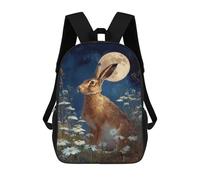 sinyumoney Moonlit Hare in Daisy Field Rucksack Water Resistant Computer Rucksack for Camping Outdoor Adventures And Daily Travel 17inch