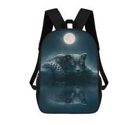 sinyumoney Moonlit Jaguar 3D Printed 17inch Kids School Backpack School Bag Fashion Rucksacks for Boys Elementary And Middle School Students
