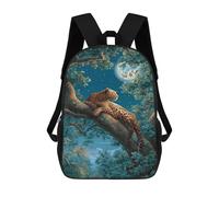 sinyumoney Moonlit Jungle Leopard Rest Kids Backpacks Children Bag,Anime Bag,Large Capacity Kids Backpack, 3D Printed Children's,Student Schoolbag,Kids Boys Girls School Bag 17inch