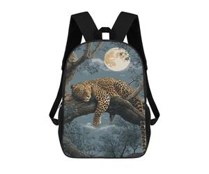 sinyumoney Moonlit Leopard Resting School Backpack Water Resistant School Bag Business Backpack for Men/Women 17inch