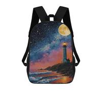 sinyumoney Moonlit Lighthouse Coastal Scene Backpack School Bag Travel College Rucksack Backpacks for Girl, Teen Girls 17inch