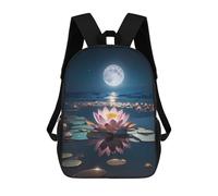 sinyumoney Moonlit Lotus Pond School Backpack Fashion Stationery Backpack Waterproof Casual Daypacks for Camping Outdoor Adventures And Daily Travel 17inch