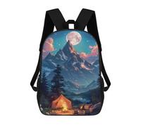 sinyumoney Moonlit Mountain Camping Scene-1 Backpack School Bag Computer Rucksack for School/Work/Travel for Camping Outdoor Adventures And Daily Travel 17inch