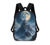 sinyumoney Moonlit Mountain Peak Backpacks Kids School Backpack School Bag 3D Printed School Bag for Boys Elementary And Middle School Students 17inch