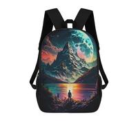 sinyumoney Moonlit Mountain Serenity Backpack Kids School Bag Boys Cartoon 3D Print Students Schoolbag Laptop Daypack for Boys Girls 17inch