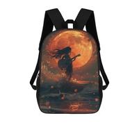 sinyumoney Moonlit Ocean Guitarist Rucksack Water Resistant Travel Backpack Computer Bag for Teenage Girls Boys Women Men 17inch