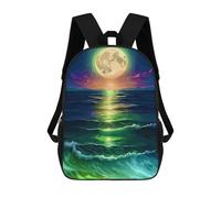 sinyumoney Moonlit Ocean Waves School Backpack for Girls Backpack Water Repellent Casual Daypack Lightweight Rucksack Boy Girl School Backpack 17inch