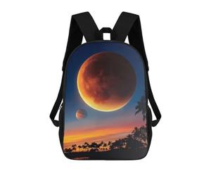 sinyumoney Moonlit Palm Silhouettes Fashion Student School Backpack Suitable for Boys Girls Kids Casual Outdoor Travel Essential Daypack 17inch