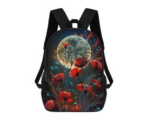 sinyumoney Moonlit Poppies Garden Backpack School Bag Large School Backpack for Boys for Camping Outdoor Adventures And Daily Travel 17inch