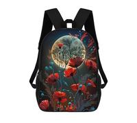 sinyumoney Moonlit Poppies Garden Backpack Schoolbags for Boys Girls Casual Sport Daypack Elementary Primary Large Capacity Bookbags 17inch