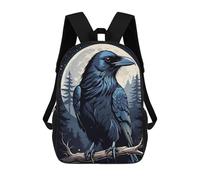 sinyumoney Moonlit Raven Backpacks 3D Printed Kids School Backpack Outdoor Casual Daypack Fashion Casual Children Backpacks Cute Travel Bags 17inch