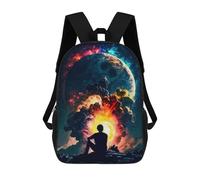 sinyumoney Moonlit Reflections Cosmic Serenity Kids Backpacks Children Bag,Anime Bag,Large Capacity Kids Backpack, 3D Printed Children's,Student Schoolbag,Kids Boys Girls School Bag 17inch