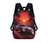 sinyumoney Moonlit Retrowave Backpacks Kids School Backpack School Bag 3D Printed School Bag for Boys Elementary And Middle School Students 17inch