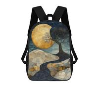 sinyumoney Moonlit River Landscape School Bags School Secondary High School College Backpack Travel for Boys/Girls/Teenagers 17inch