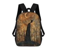 sinyumoney Moonlit Sentinel Backpack School Rucksack Casual Daypacks School Work Travel Bag for Girl, Teen Girls 17inch