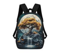 sinyumoney Moonlit Serenity Waterfall Rucksack Rucksack Casual Daypacks School Work Travel Bag for Men, Women & Teenage Boys 17inch