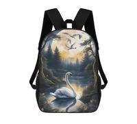 sinyumoney Moonlit Swan Lake Backpacks 3D Printed School Bag Casual Kids Fashion School Bag for Boys Middle School Students School 17inch