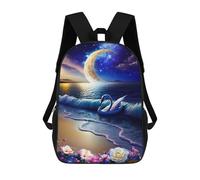 sinyumoney Moonlit Swan Serenity -1 Backpack for School 3D Printed Boys Girls School BagChildren Bookbag Travel Rucksack 17inch