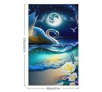 sinyumoney Moonlit Swan Serenity Bathroom Towels Oversized Highly Absorbent Quick Dry Beach Towel for Outdoor Pool Garden Holiday 130cm*80cm