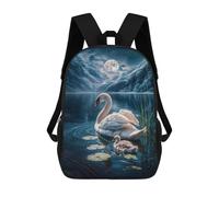 sinyumoney Moonlit Swan Serenity Kids Backpack,School Backpack Kids School Bag 3D Printed Cartoon Large Capacity Backpack for Kids Boys And Girls 17inch