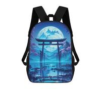 sinyumoney Moonlit Torii Gate Backpacks Kids Student Schoolbag 3D Printed Backpacks Elementary And Middle School Students Backpacks for Boys Girls 17inch