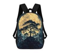sinyumoney Moonlit Tree Silhouette Kids School Backpack School Bag 3D Printed School Bag for Boys Elementary And Middle School Students 17inch
