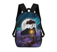 sinyumoney Moonlit Treehouse Adventure Rucksacks 3D Printed Children Backpacks Fashion Casual Daypack Cute Travel Bags Outdoor Casual Daypack for Boy And Girl 17inch