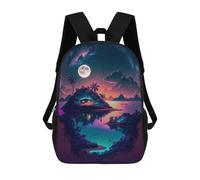 sinyumoney Moonlit Tropical Paradise -1 Backpack School Water Resistant Travel Backpack Computer Bag for School/Work/Travel 17inch