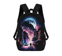 sinyumoney Moonlit Urban Journey School Bags High Secondary School Bags Casual Backpack for Men/Women 17inch