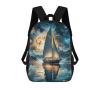 sinyumoney Moonlit Voyage Children's Backpacks School Backpack 3D Printed for Kids Travel Rucksacks Book Bags Kids 17inch School Bag