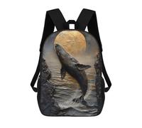 sinyumoney Moonlit Whale Breach Backpack School Large Water Resistant Laptop Backpack for Teenage Girls Boys Women Men 17inch