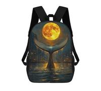 sinyumoney Moonlit Whale Rise Backpack School Bag Lightweight Airport College Students Back Pack for Men/Women 17inch