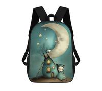 sinyumoney Moonlit Whimsy A Nighttime Fantasy Backpack 3D Print Kids Bag Elementary Students Daypack Lightweight School Bag for Children Girls Boys Nursery Lunch Pack 17inch