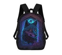 sinyumoney Moonlit Wolf Portrait Backpack 3D Print Kids Bag Elementary Students Daypack Lightweight School Bag for Children Girls Boys Nursery Lunch Pack 17inch