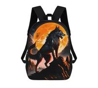 sinyumoney Moonlit Wolf Roar Backpacks Kids School Backpack School Bag 3D Printed School Bag for Boys Elementary And Middle School Students 17inch