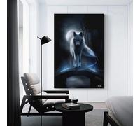 sinyumoney Moonveil Fox - Spirit Guide of The Hidden Bridge Canvas Artwork for Wall Cute Room Decor Ready to Hang Wall Pictures 24x36inch(60x90cm)