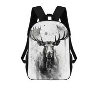 sinyumoney Moose Beauty Watercolor Kids Backpack, Kids School Bag 3D Printed School Backpacks for Boys And Teenager School Students 17inch