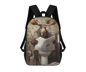 sinyumoney Moose on Toilets School Backpack for Girls Backpack Water Repellent Casual Daypack Lightweight Rucksack Boy Girl School Backpack 17inch