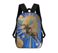 sinyumoney Moose Over The Moon 3D Printed Children's School Backpack for Kids High Capacity Travel Rucksacks 17 Inch Book Bags Kids