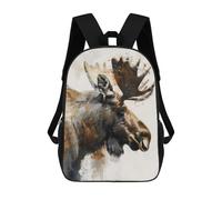 sinyumoney Moose Painting Art 3D Printed Kids School Bag Rucksacks Children's School Fashion Casual Back Pack High Capacity Travel Book Bags Backpack for Kids 17inch
