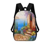 sinyumoney Morning by The Sea Backpack 3D Printed Children's School Backpack for Kids High Capacity Travel Rucksacks Book Bags Kids School Bag Back Pack 17inch