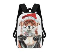 sinyumoney Morning Fox Christmas School Backpack Schoolbags For Girls Boys Backpack With Pocket Fashion School Bag Kids Backpack 17inch