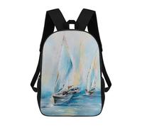 sinyumoney Morning Regatta 3D Printed School Bag Children's School Backpack Schoolbags Travel Backpacks Casual Fashion Bag for Kids School Students 17inch
